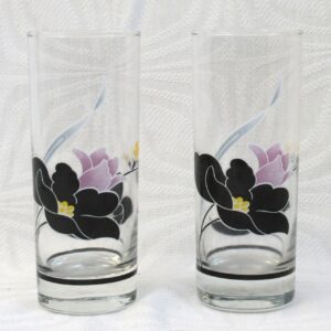 intage Original 80s Tumblers Drinking Glasses x2 Arcopal Freesia Black Purple. Made in France