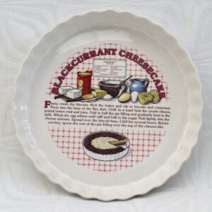 Vintage Original 80s Ceramic Flan Dish Blackcurrant Cheesecake Recipe