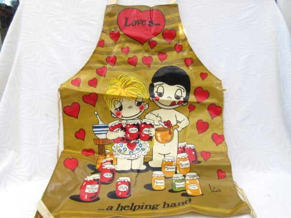 Vintage 80s Love Is Apron Cotton PVC Coated St Michael M&S