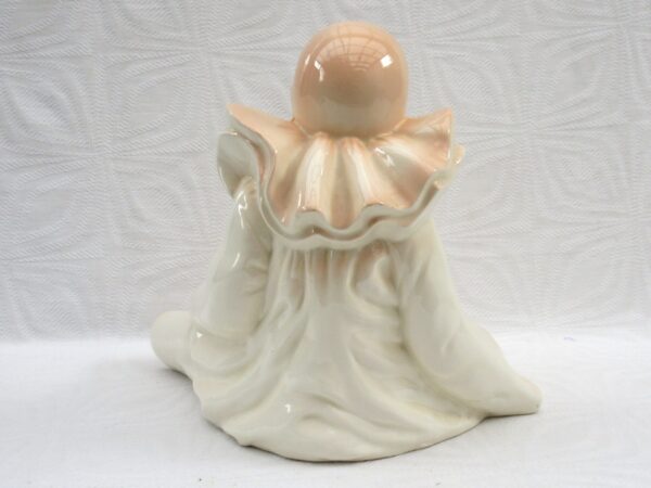 Vintage Large Pierrot Ornament Sitting Pink Ceramic 1980s - Image 2