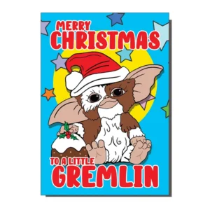 Vintage 80s Christmas Card Gremlins Inspired from Bite Your Granny