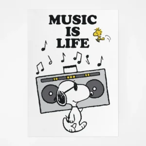 Snoopy Music Is Life Boombox Cotton Gift Tea Towel