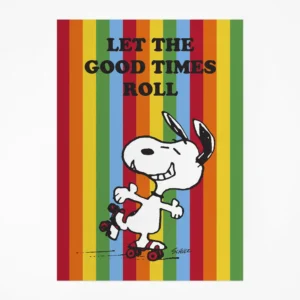 ⁠Snoopy Roller Skating Rainbow Cotton Gift Tea Towel